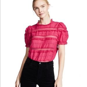 Ulla Johnson Pink Ruffled Blouse